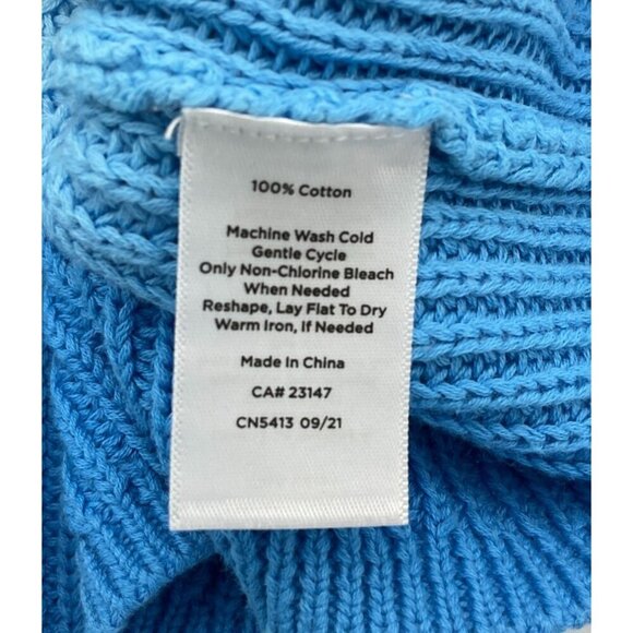 Talbots Shaker Stitch Blue Ombre Dip Dye Pullover Cotton Sweater Ladies Large - Picture 7 of 8